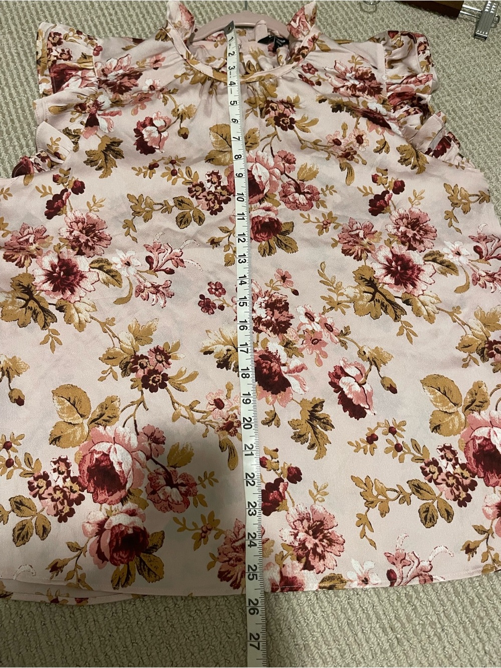 Express Pink Floral Ruffle Sleeve Blouse - Picture 3 of 5